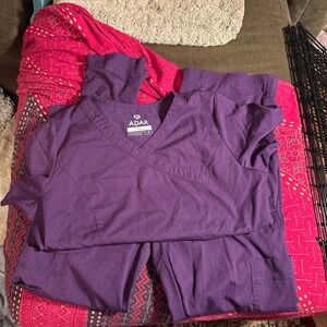 Adar Women's Purple Scrub Set with Flared bottoms